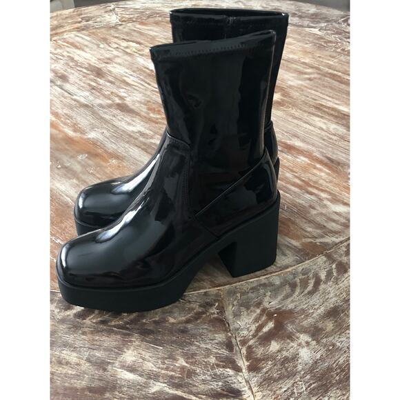 Aldo Upstep Boots Platform Patent Leather  Black NEW 6.5 US - Picture 6 of 8